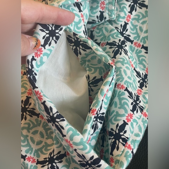 Talbots Aqua Blue White Print Linen Blend Sheath Dress Pockets Size 12 Coastal - Picture 7 of 9